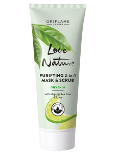 Mascarilla Exfoliante Purificante 2 en 1 con Árbol de Té Orgánico y Limón Love Nature