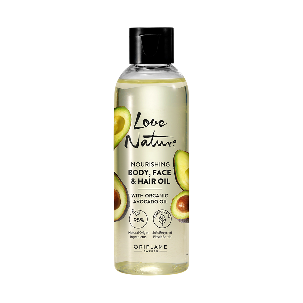 Aceite Nutritivo para Cuerpo, Rostro y Cabello con Aceite de Aguacate Orgánico Love Nature