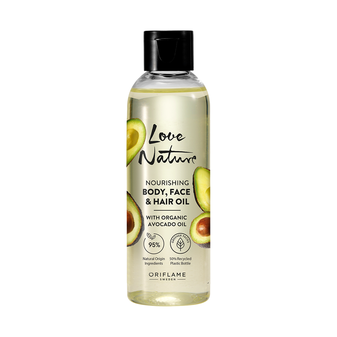 Aceite Nutritivo para Cuerpo, Rostro y Cabello con Aceite de Aguacate Orgánico Love Nature