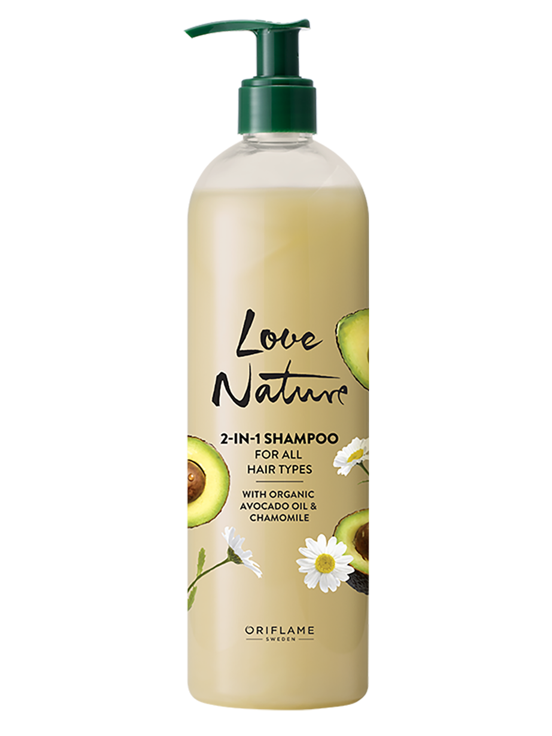 Shampoo 2 en 1 para Todo Tipo de Cabello con Aceite de Aguacate Orgánico y Manzanilla Love Nature