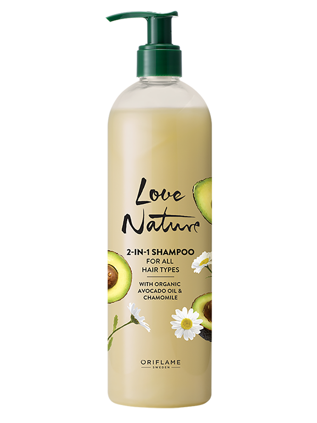 Shampoo 2 en 1 para Todo Tipo de Cabello con Aceite de Aguacate Orgánico y Manzanilla Love Nature