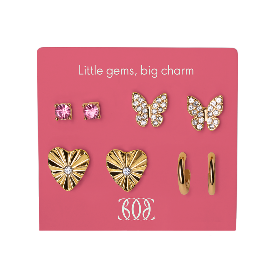 Set de 4 pares de aretes Glimers of Love